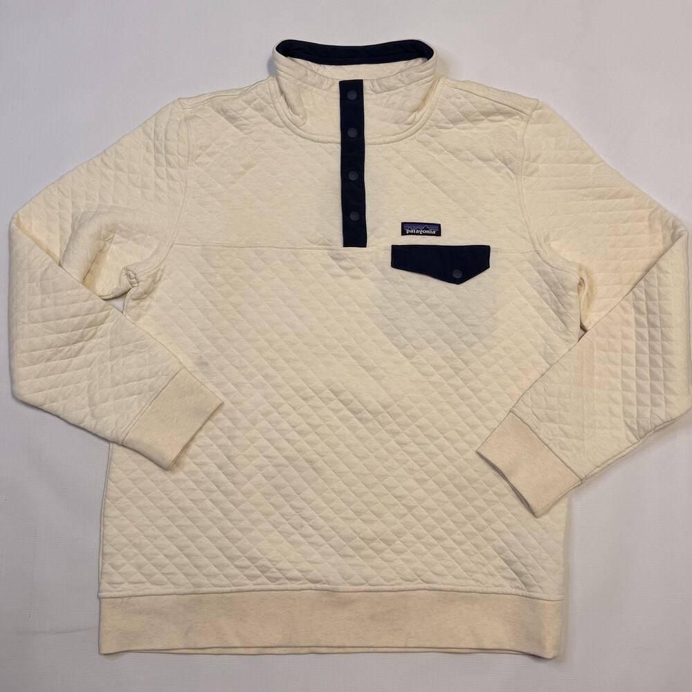 Patagonia Cotton Quilt Snap-T Pullover Womens Large White Organic Cotton